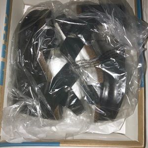 BUSHNELL IN BLACK WEDGE SANDALS